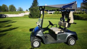 A solar paneled golf cart at Monthill Golf and Country Club in Caledonia, Ontario