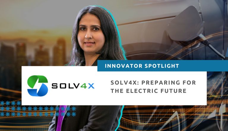 Solv4x CEO Rekha Sharma, with text: Preparing for the Electric Future