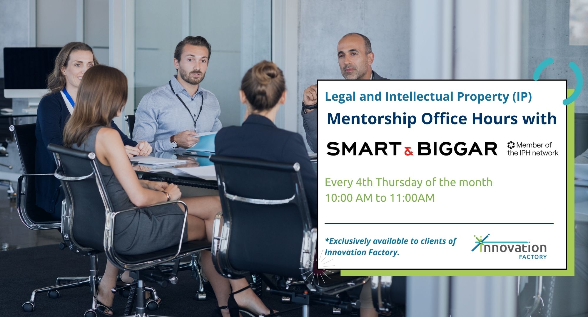 Receive legal and IP mentorship from Smart & Biggar to position your startup for long-term success while avoiding costly legal pitfalls.