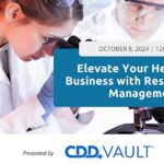 Life science researchers looking into a microscope. Join our webinar to learn how effective research data management can streamline innovation and drive success for healthcare startups.