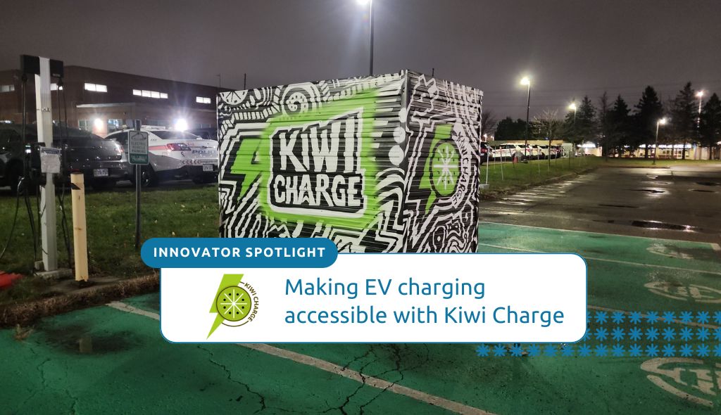 Kiwi Charge autonomous charging port in a parking lot.