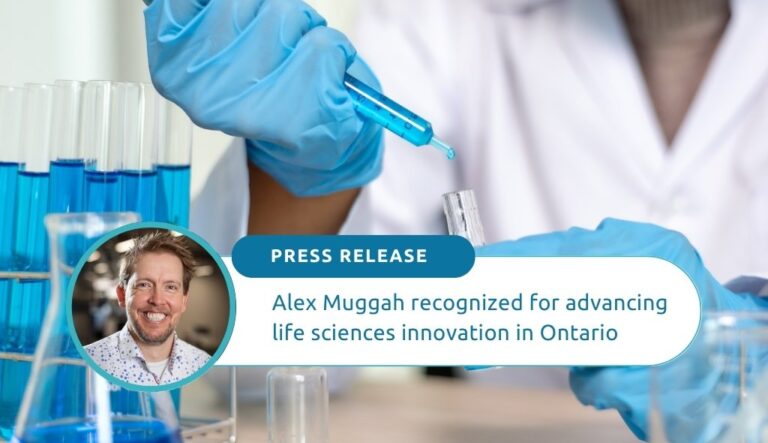 Alex Muggah, Director of Synapse Life Science Consortium was recognized with the Community Impact Award for his contributions in building the life science sector of Ontario. 