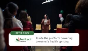 Rachel Bartholomew, founder of Femtech Canada and CEO of Hyivy Health, delivers opening remarks to audience at the 2024 Montreal Femtech Canada Forum