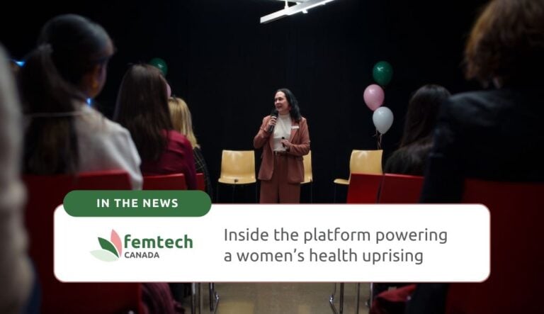Rachel Bartholomew, founder of Femtech Canada and CEO of Hyivy Health, delivers opening remarks to audience at the 2024 Montreal Femtech Canada Forum