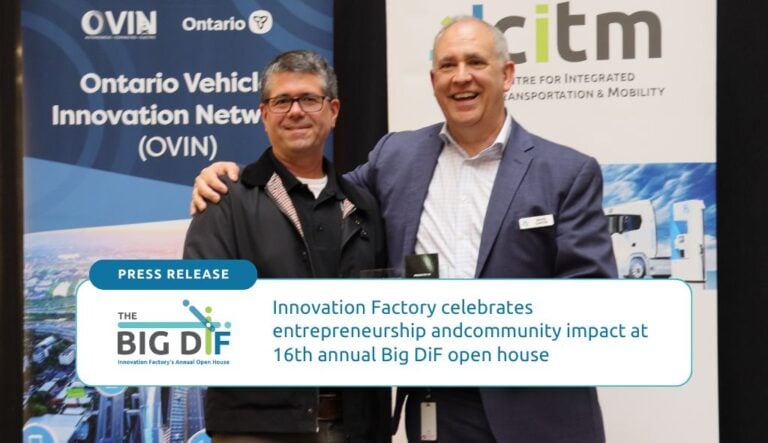 Rob McCann receives the Mark Chamberlain DiFizen of the Year Award at Innovation Factory's Big DiF for his contributions to the ecosystem.